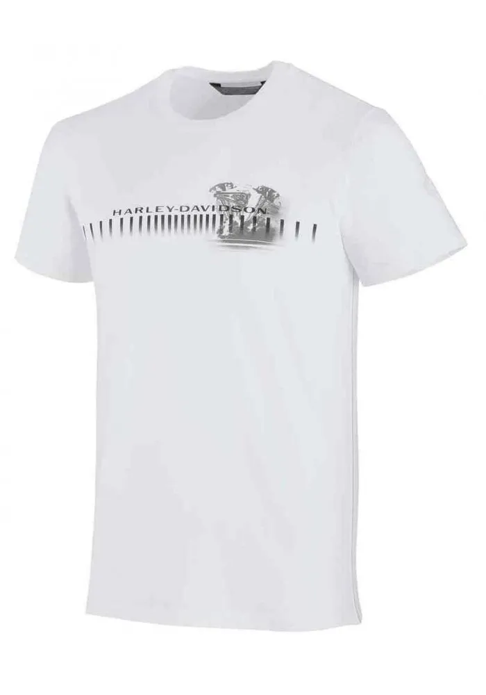 Harley-Davidson Hommes Horizontal Engine Print Slim Fit Tee Shirt White 99206-19VM