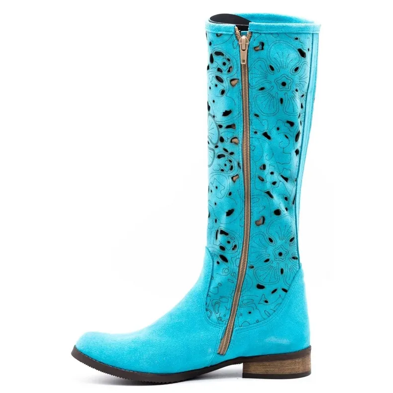 Olivier Bottines ajourées femme Fleurs turquoises bleu