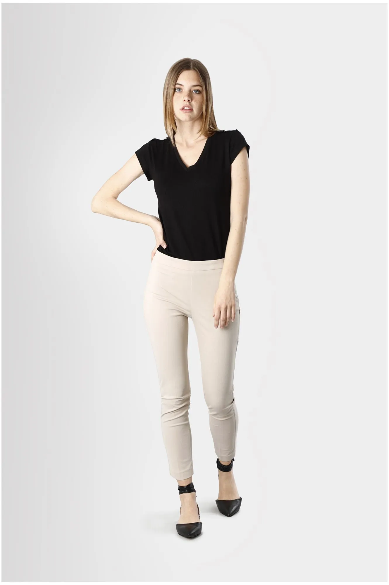 pantalon cigarette en tissu stretch plaster - CafèNoir