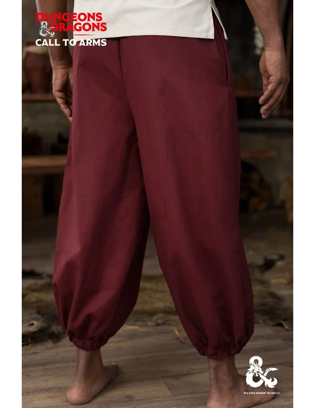 Pantalon de moine médiéval, couleur bordeaux ⚔️ Boutique Épées