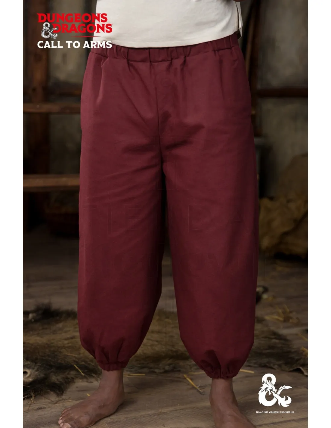 Pantalon de moine médiéval, couleur bordeaux ⚔️ Boutique Épées