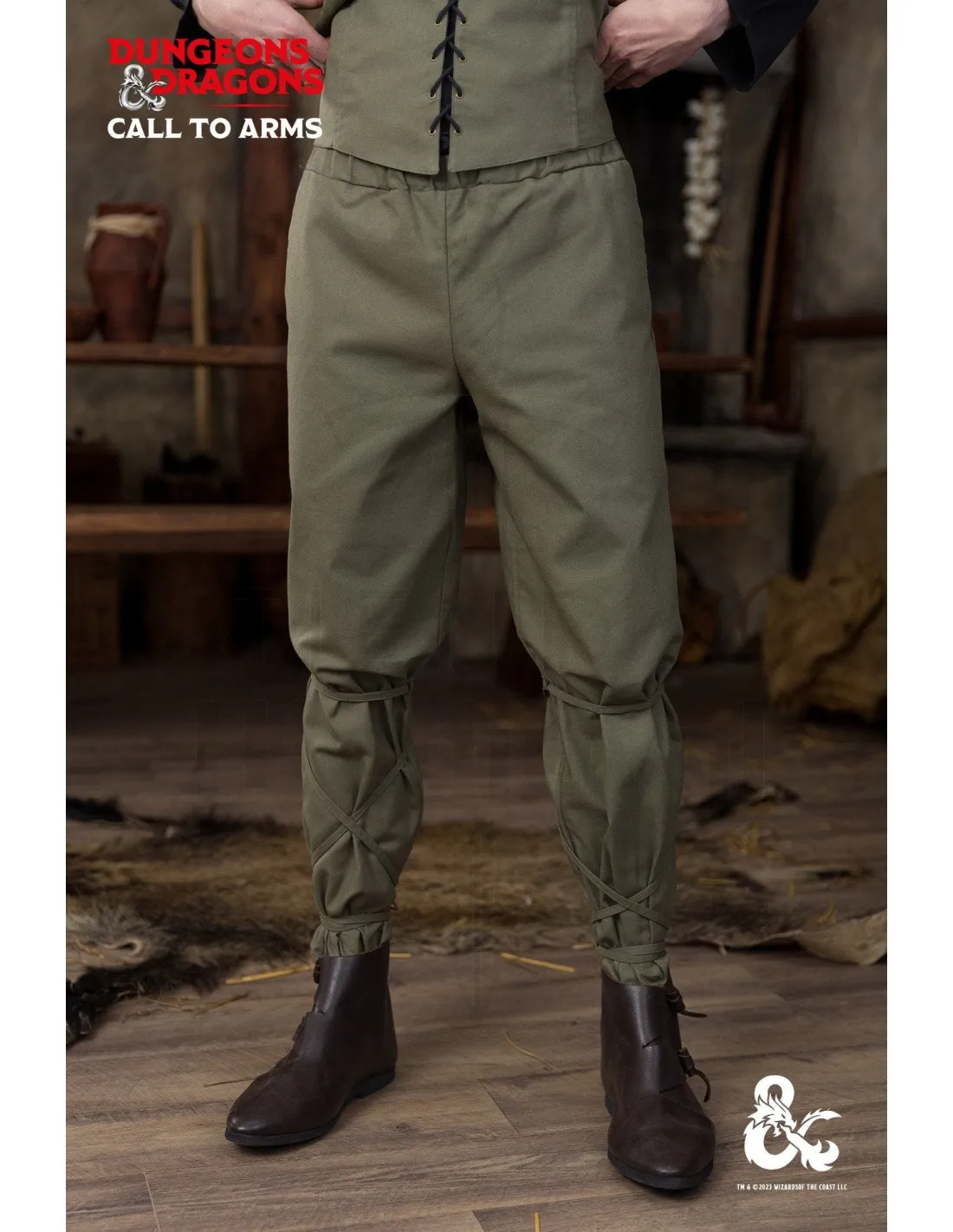 Pantalon médiéval en coton modèle Ranger, vert ⚔️ Boutique Épées