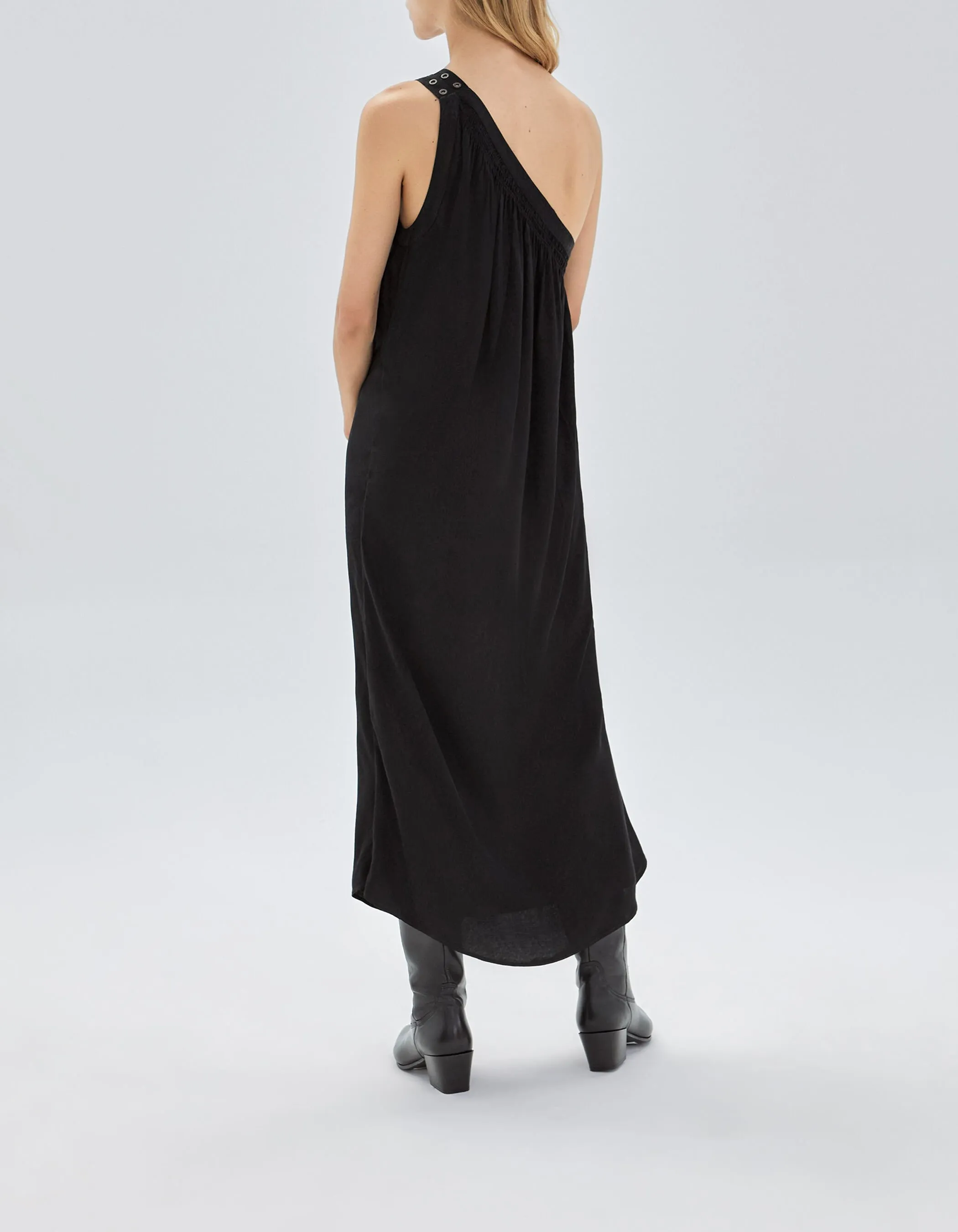 Pure Edition-Robe longue noire asymétrique Femme