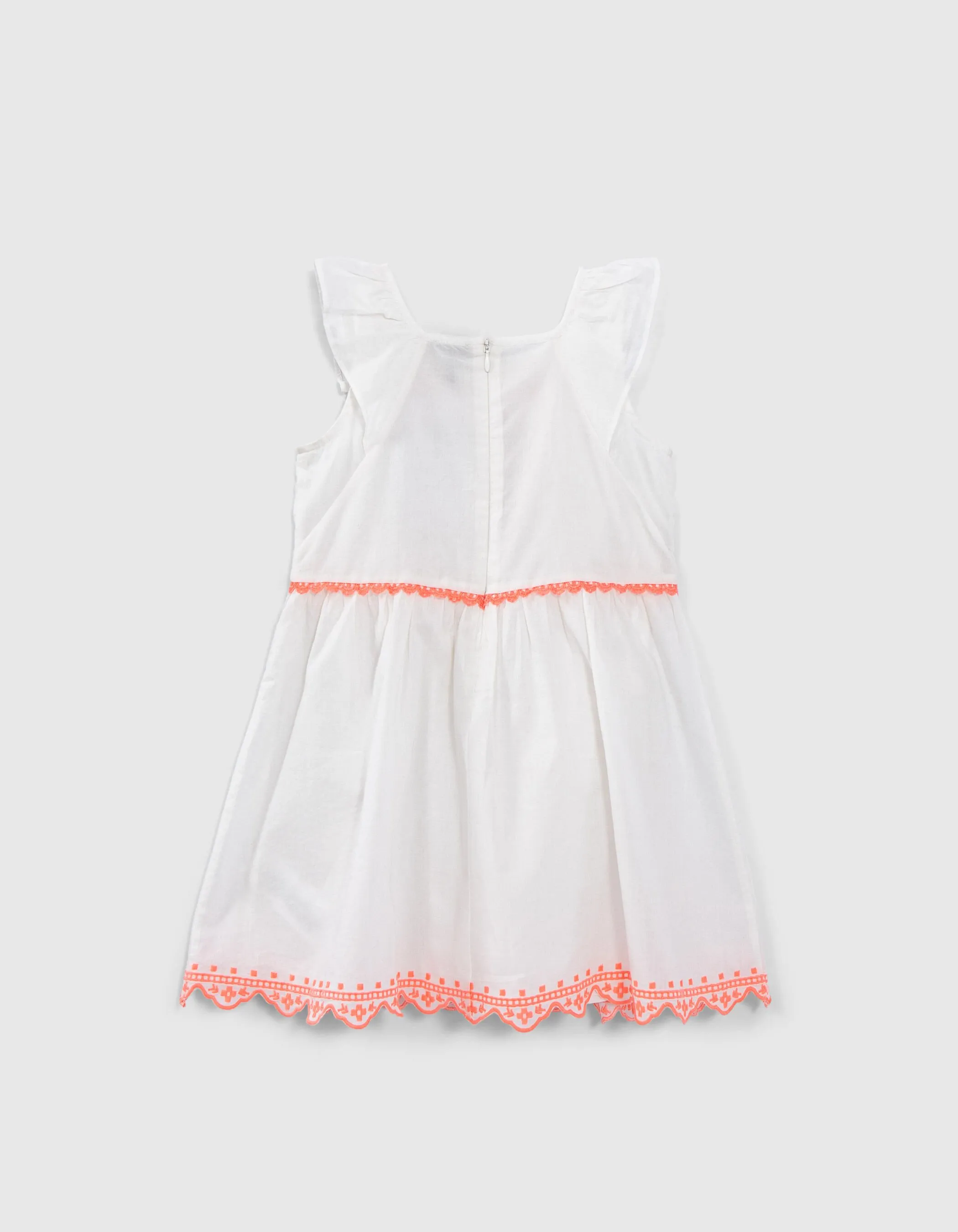 Robe blanc cassé broderies ethniques fluo fille