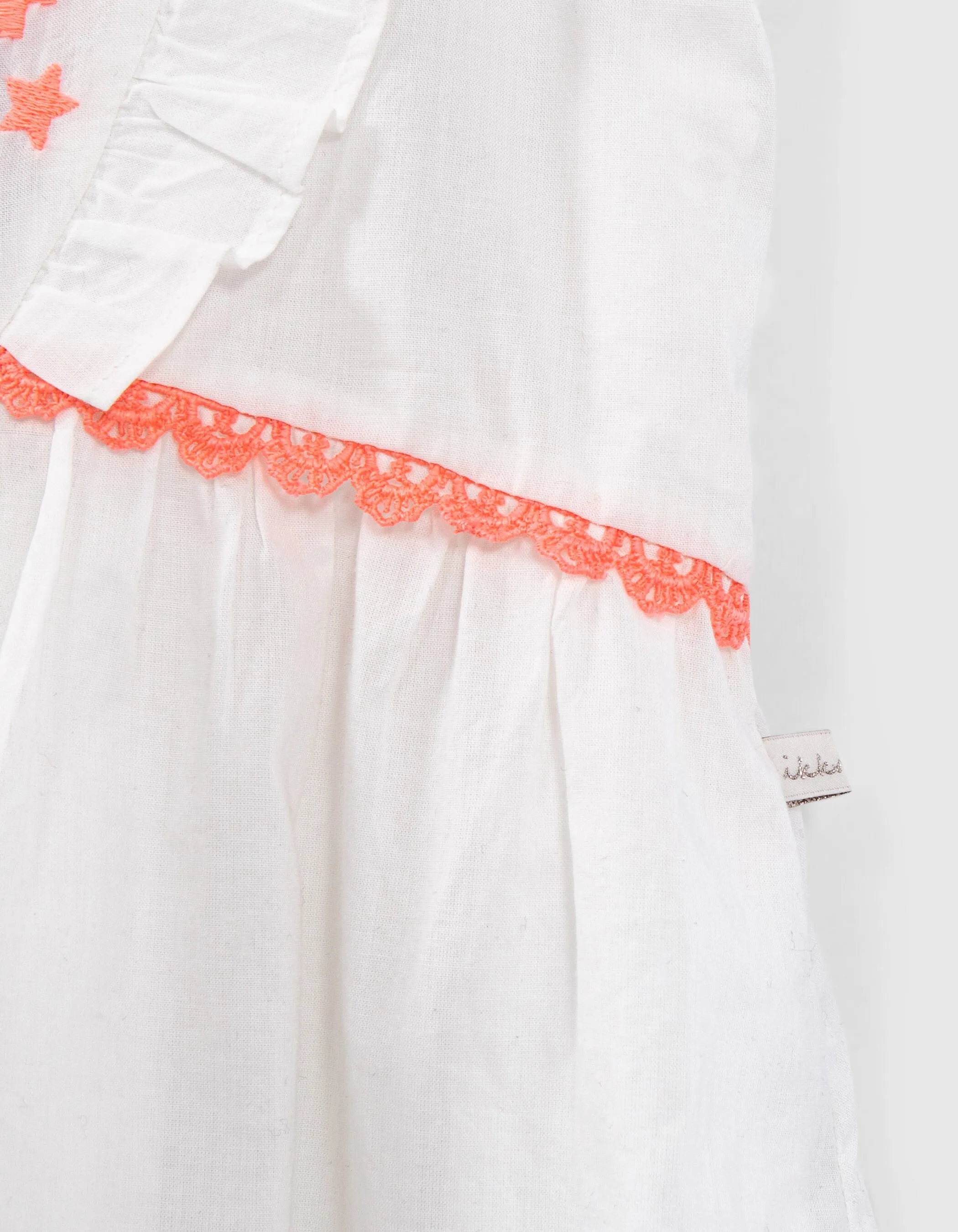 Robe blanc cassé broderies ethniques fluo fille