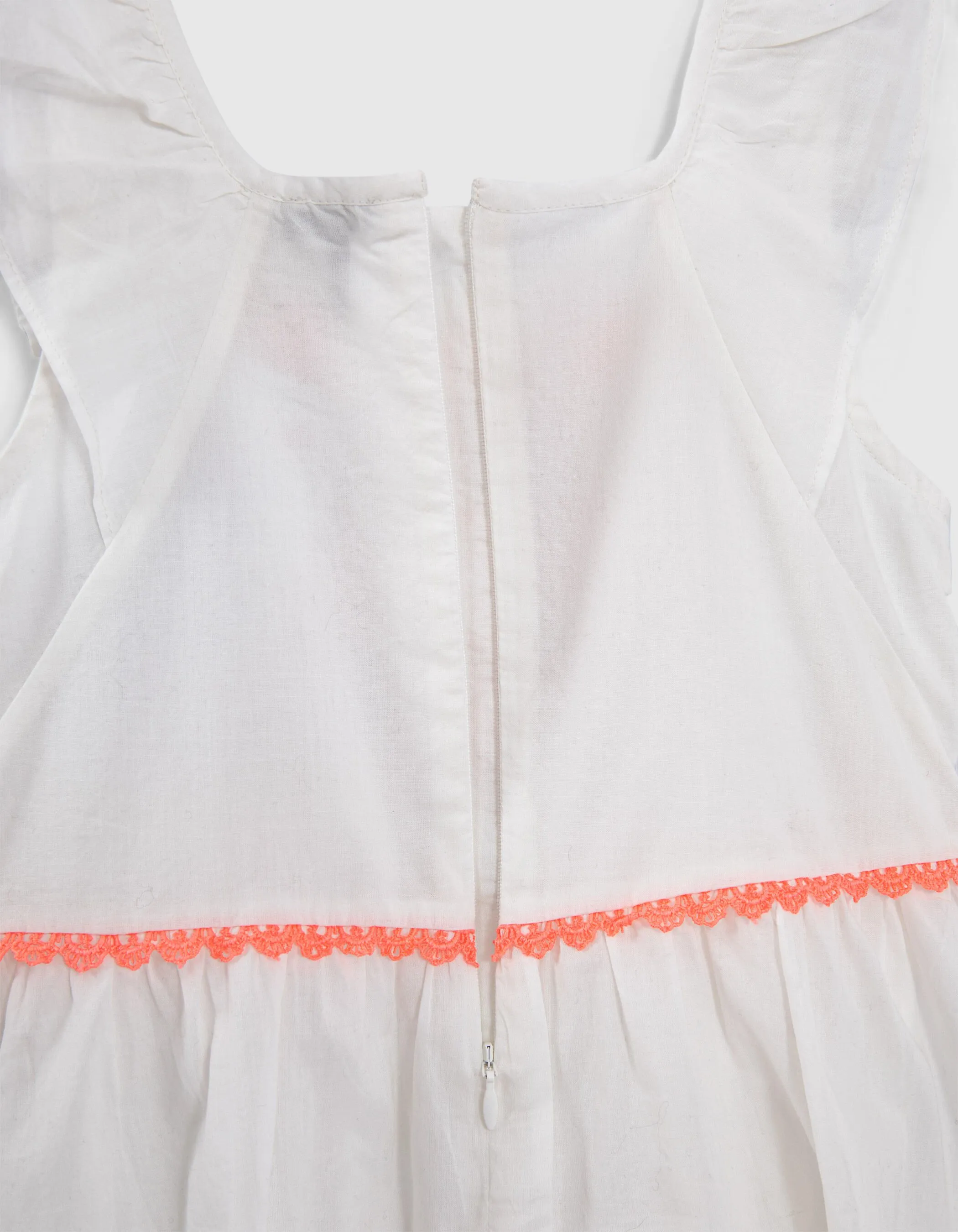 Robe blanc cassé broderies ethniques fluo fille