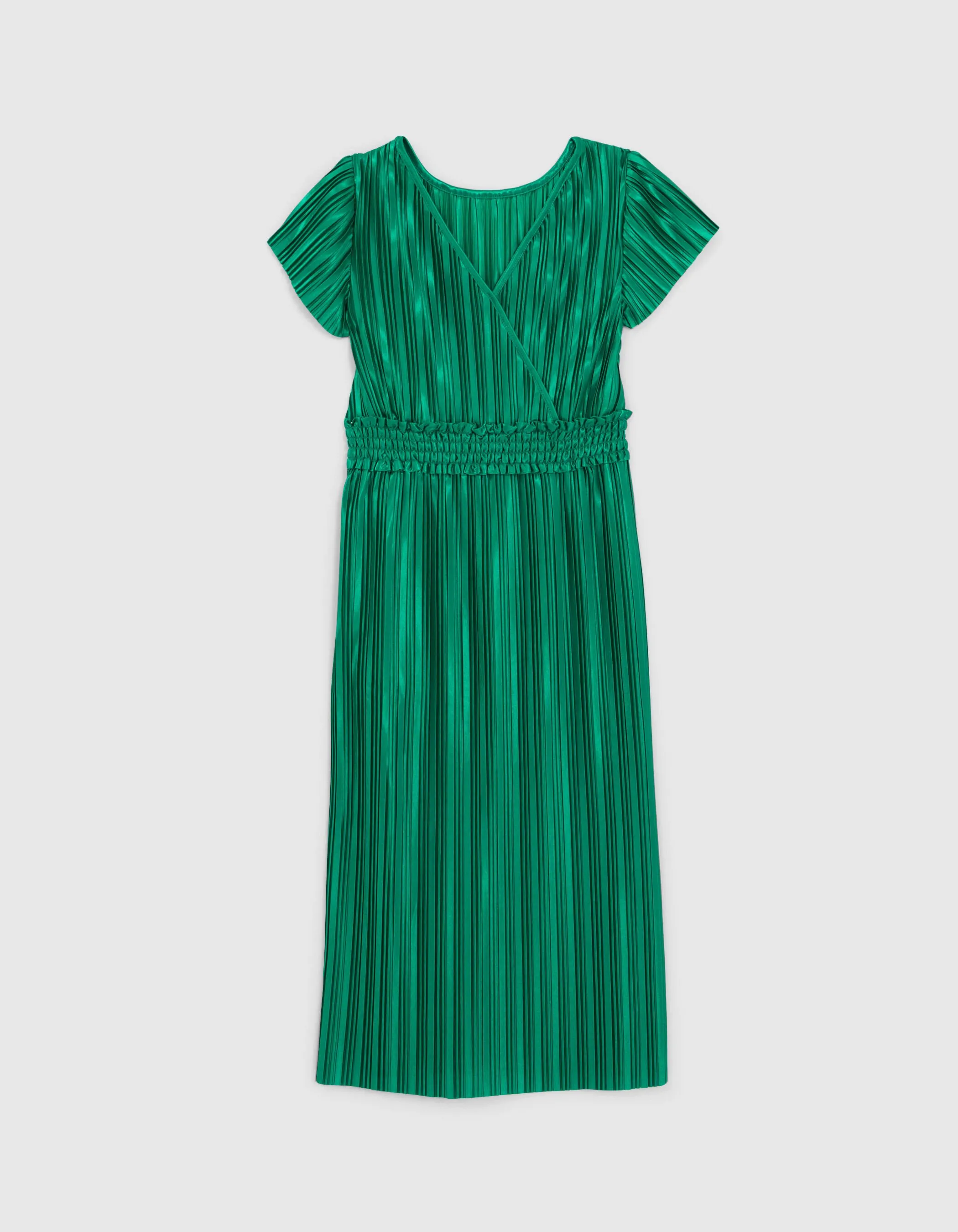 Robe longue verte plissée fille