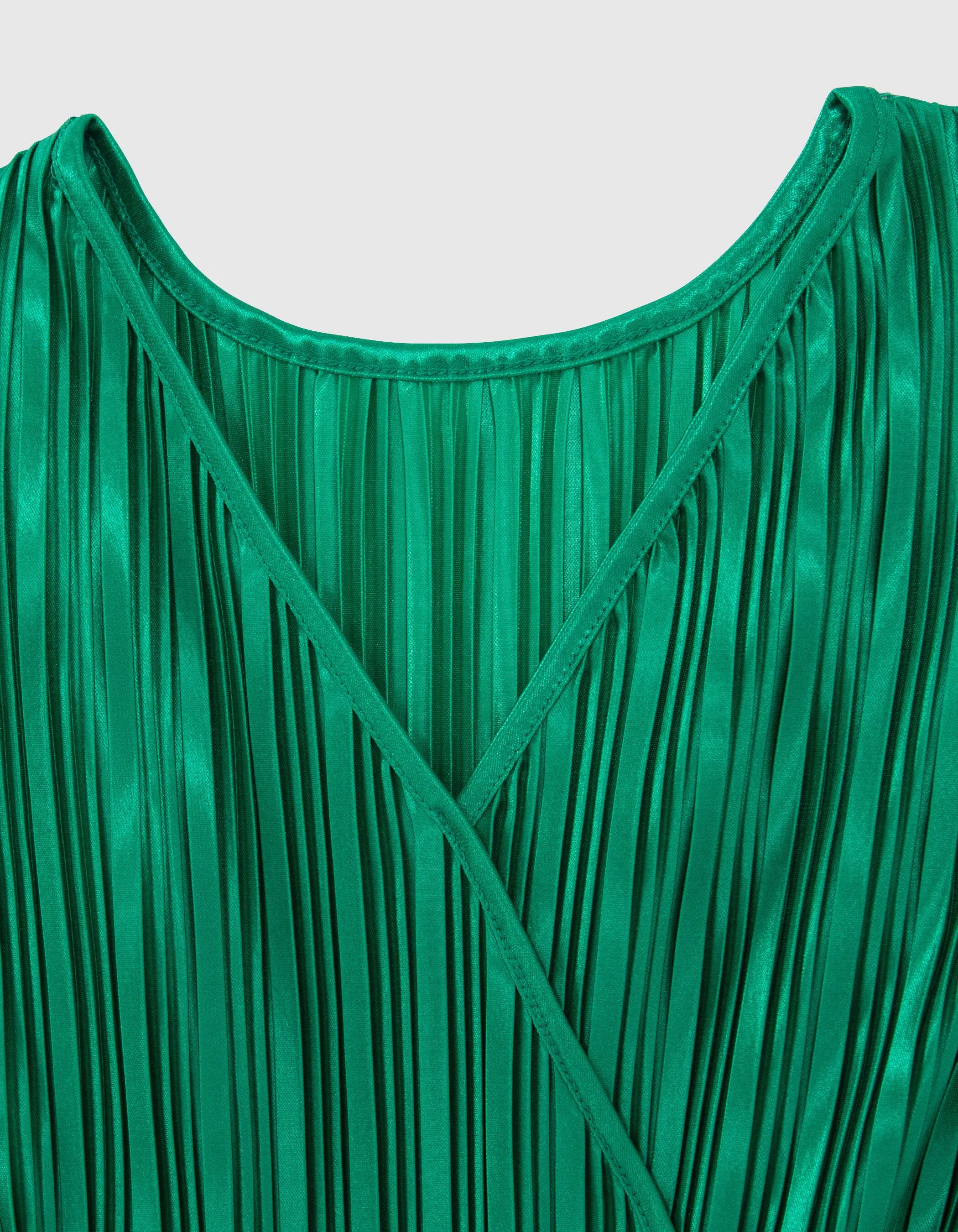 Robe longue verte plissée fille