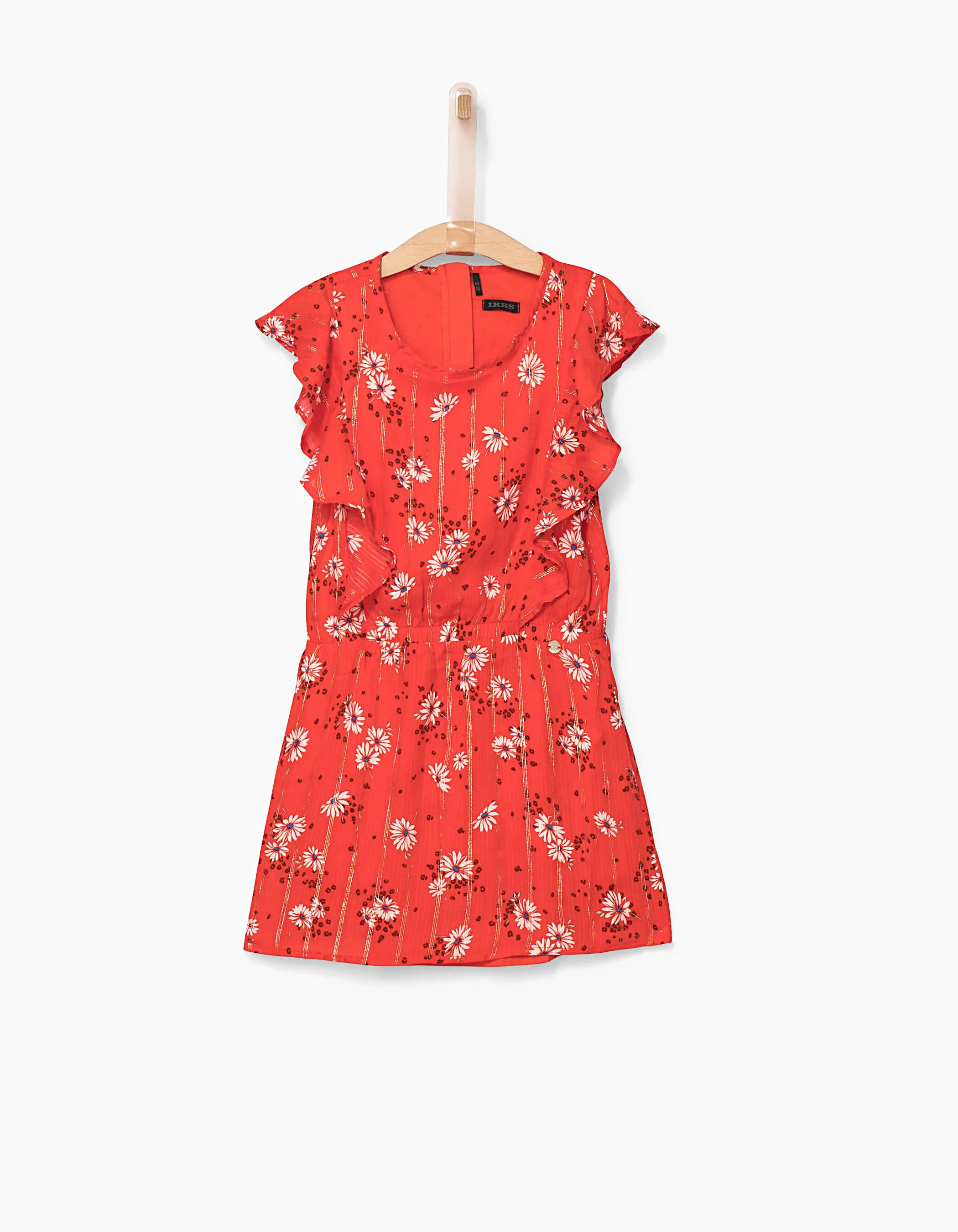 Robe orange foncé imprimé fleurs fille