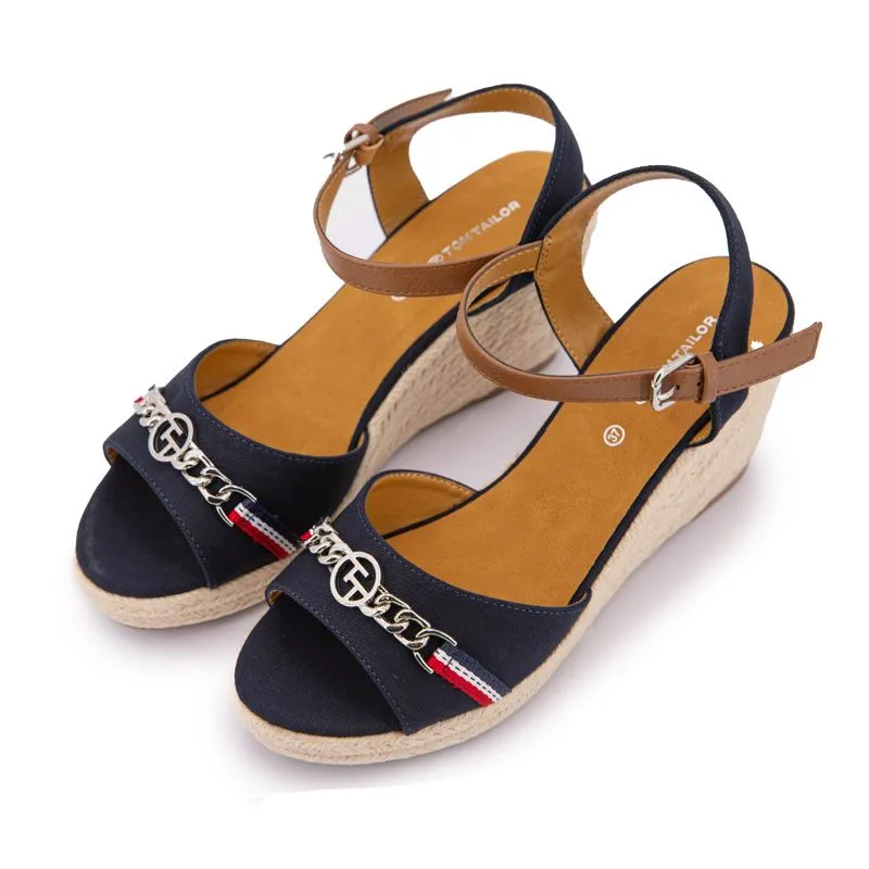 Sandale compense navy 5390010026 t36/41 Femme TOM TAILOR à prix 