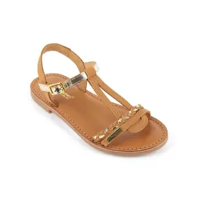 Sandale Enfant Badou Camel/Or - Les Tropéziennes en cuir | 3 Suisses