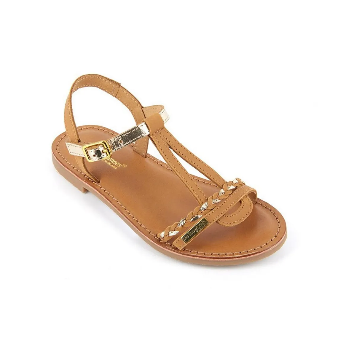 Sandale Enfant Badou Camel/Or - Les Tropéziennes en cuir | 3 Suisses