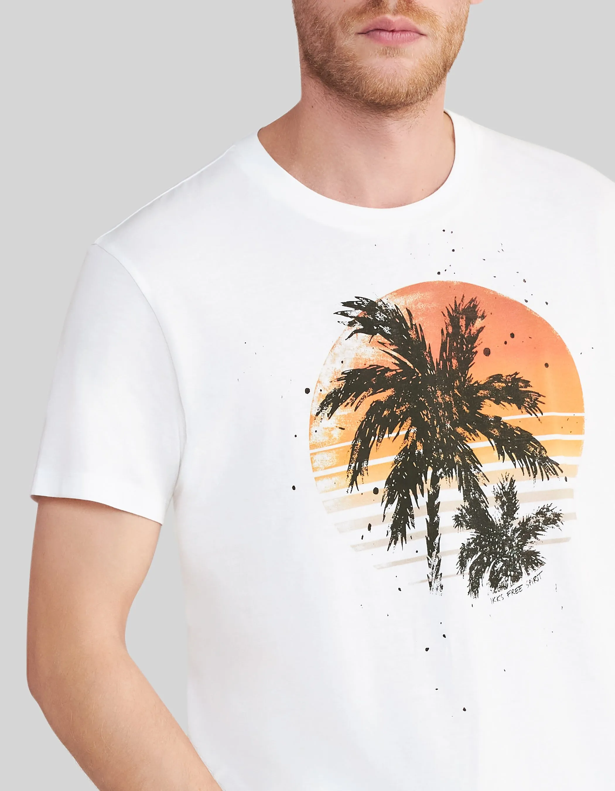 T-shirt blanc coton bio visuel palmiers Homme