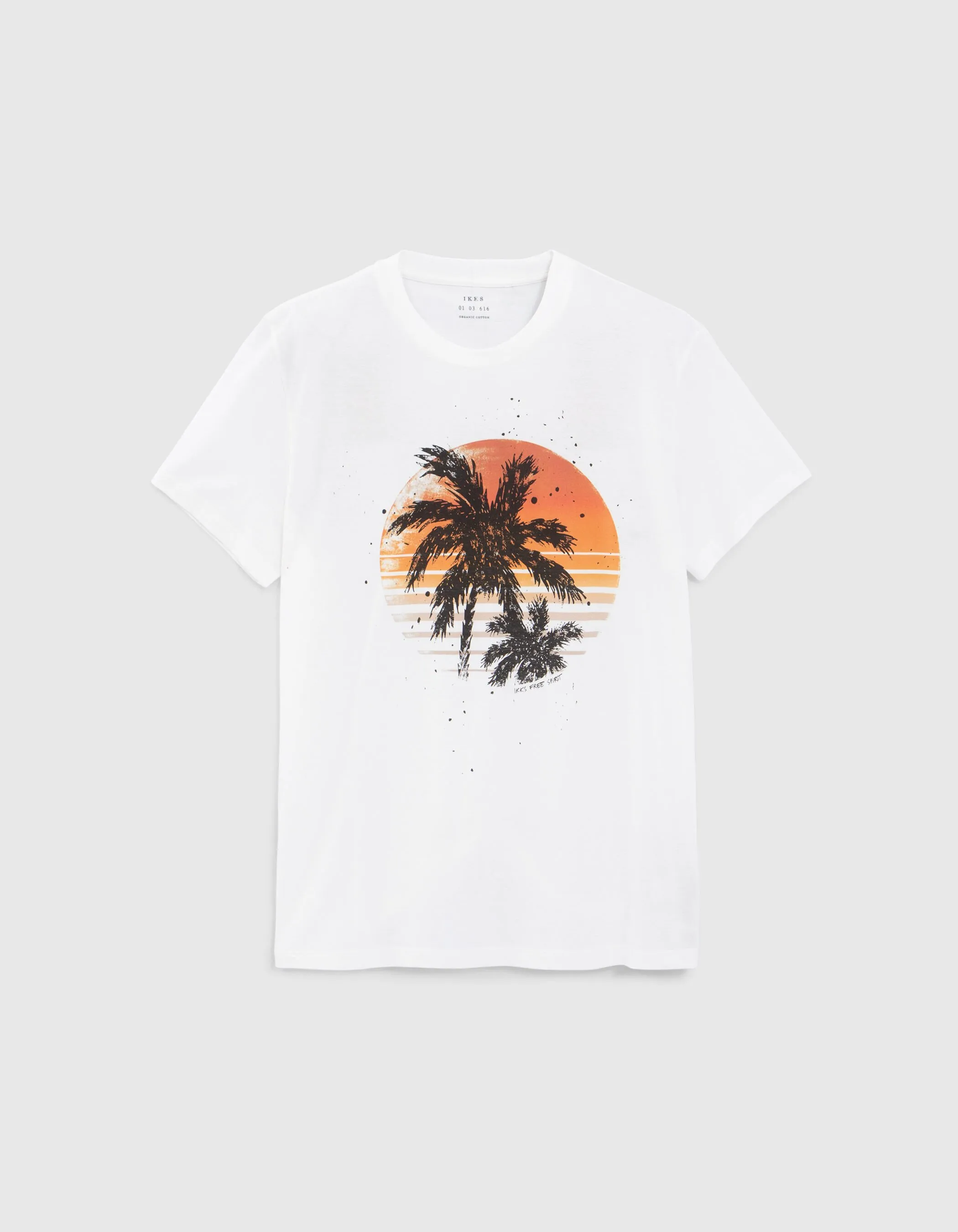 T-shirt blanc coton bio visuel palmiers Homme