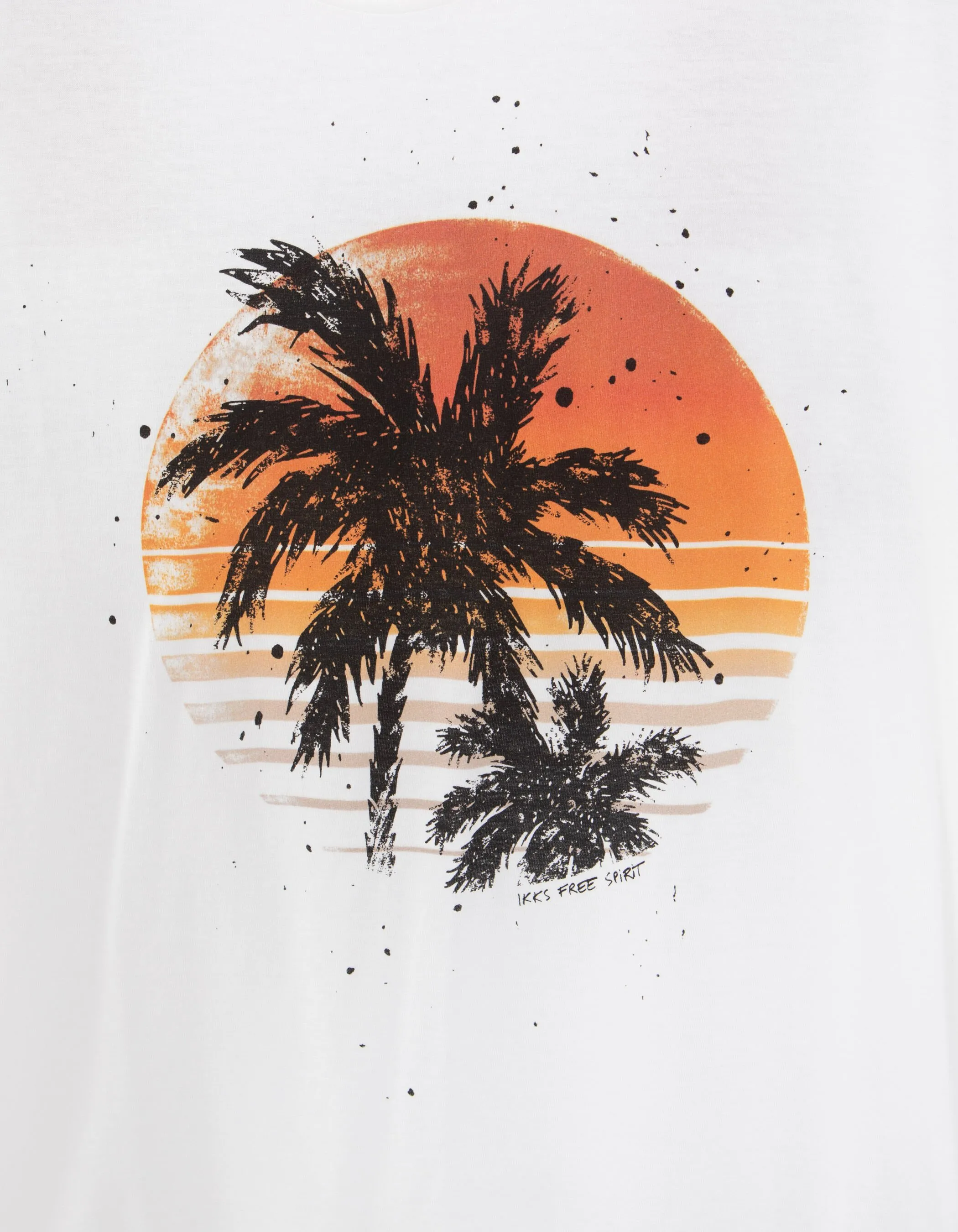 T-shirt blanc coton bio visuel palmiers Homme