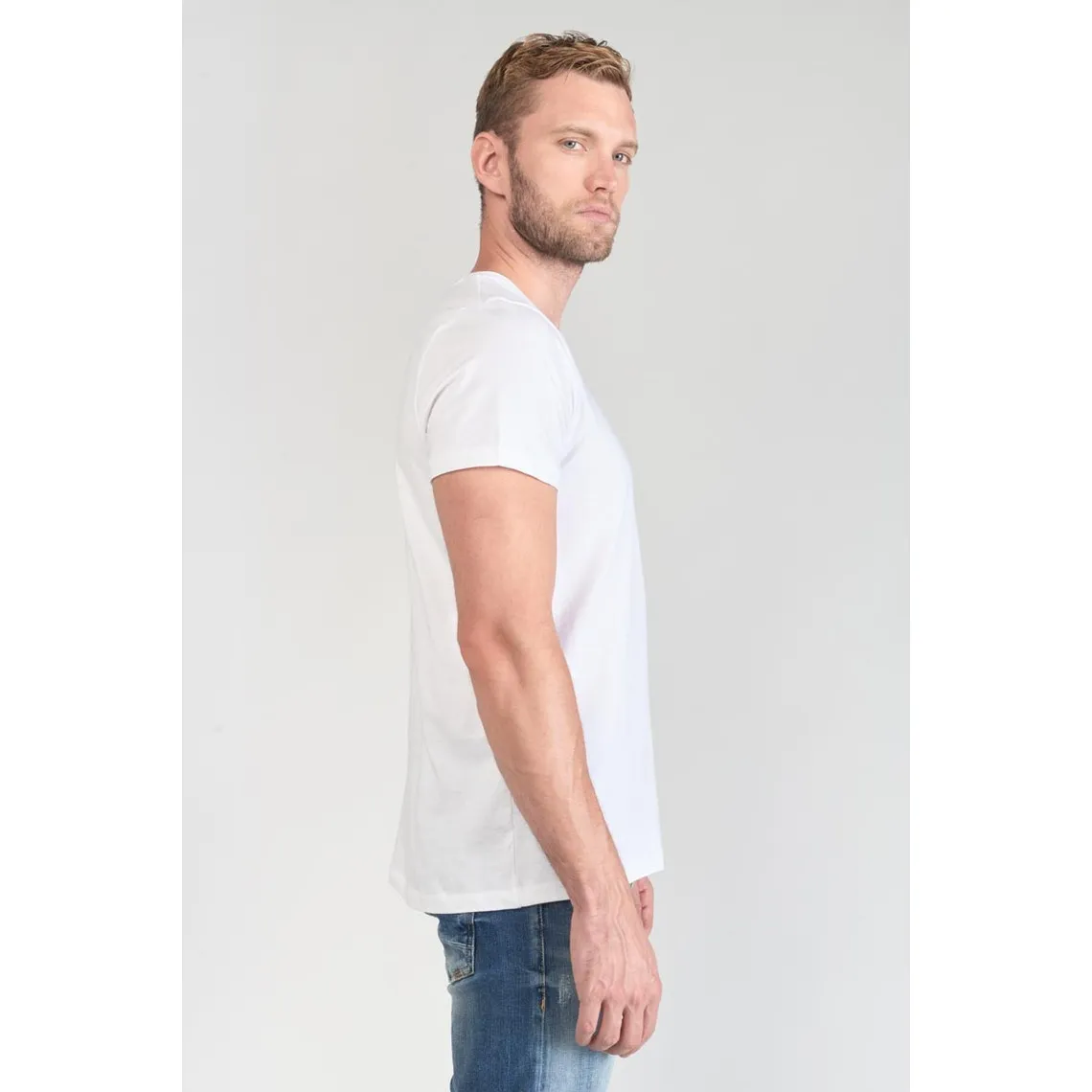 T-shirt Brown blanc en coton Le Temps des Cerises - T-shirt / Polo Homme sur MenCorner