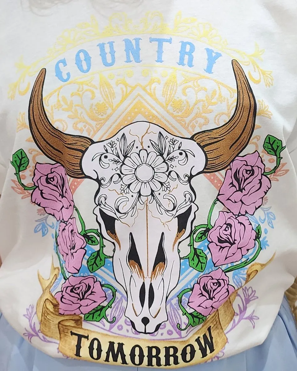 T-shirt femme blanc Country Tomorrow multicolore