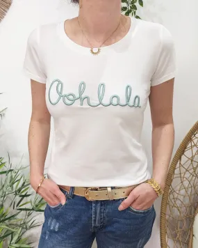 T-Shirt femme blanc Oohlala vert agate