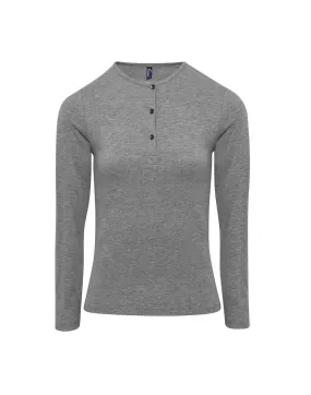 T-shirt henley manches retroussables - Femme - PR318 - gris 