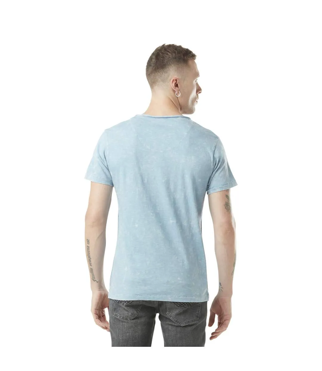 T-shirt homme col v avec traitement en coton Ron Vondutch