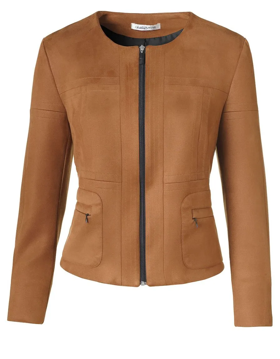 Veste camel en suedine 